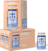 HOPWTR Peach front packaging showcasing fruit-forward design and refreshing appeal