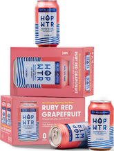 HOPWTR front packaging showing 12-pack and bright grapefruit appeal