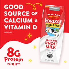 Horizon Organic milk pouring from carton into glass for fresh serving
