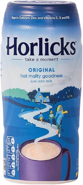 Horlicks front packaging showing brand and nutritional highlights for easy choice