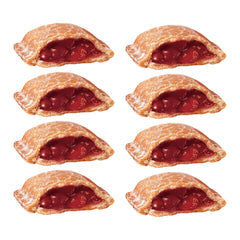 Opened Hostess cherry fruit pie exposing bright cherry filling for indulgent flavor