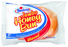 Hostess honey bun held in hand showing size and easy portability benefit