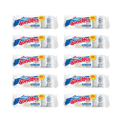 Hostess front packaging showing ten single-serve powdered Donettes, convenient grab-and-go