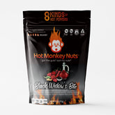 Hot Monkey Nuts front packaging showing bold Black Widow's Bite branding and heat appeal