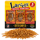 Jerky-n-Spice HotLix front packaging showing three flavored larvet pouches and appeal