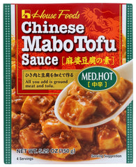 House medium hot Mabo Tofu Sauce front packaging showing brand and label, quick flavor reference