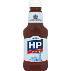 HP Sauce front bottle showing label and serving suggestion for quick flavor boost