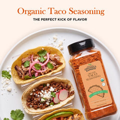 Wooden spoon of HqO taco seasoning portion ready for cooking convenience