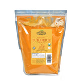 HQO brand front packaging of 5 lb turmeric bag showing product benefit of bulk value