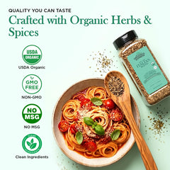 HQOExpress pouring into simmering tomato sauce to enhance aroma and deepen savory notes