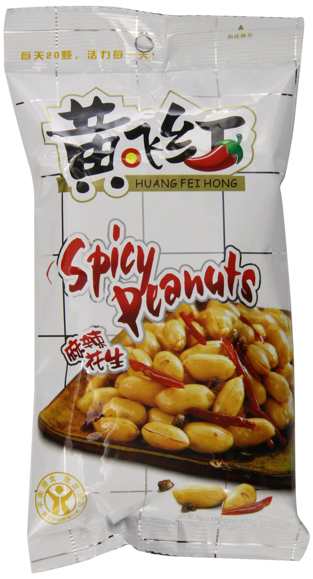 HuangFeiHong front packaging showing four 3.88 oz pouches and bold chili branding for convenient snacking