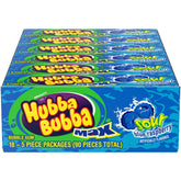 Hubba Bubba front packaging showing 18 slim gum packs and colorful branding benefits easy sharing