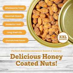 Hubs honey drizzle over peanuts showing natural sweet coating benefit