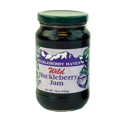 Huckleberry Haven front jar showing product and Montana-sized 16-ounce benefit
