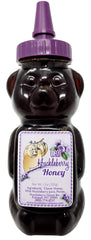 Huckleberry Haven front packaging honey bear bottle showing label and easy-squeeze design, attractive gift appeal