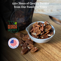 Hudson Pecan Company close-up of pecan halves highlighting fresh texture