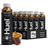 Huel Black Edition front bottle showing branding and flavor benefit