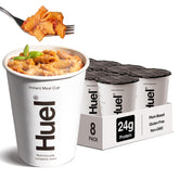 Huel front packaging showing Bolognese cup and convenience benefit