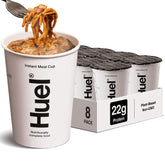 Huel Korean BBQ front packaging showing meal cup and branding benefit quick meal