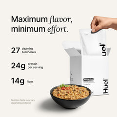 Huel Mexican Chili served in a bowl illustrating a warm ready-to-eat meal