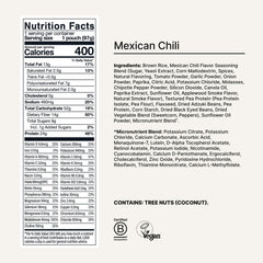 Huel Mexican Chili pouch open with contents visible for portion clarity