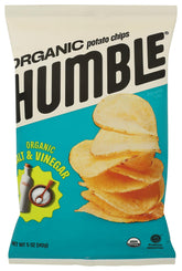 HUMBLE POTATO CHIPS front packaging showing sea salt and cider vinegar flavor and benefits