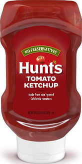 Hunt's front label on 20 oz squeeze bottle showing brand and packaging benefit