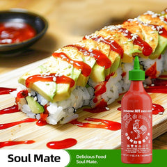 HUY FONG FOODS sriracha drizzled on toast in kitchen setting, clear benefit: quick flavor boost