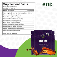 Close-up of an IASO sachet texture and branding highlighting easy mixing