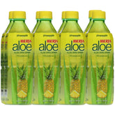 Iberia front packaging showing pineapple aloe bottles and resealable caps for portability