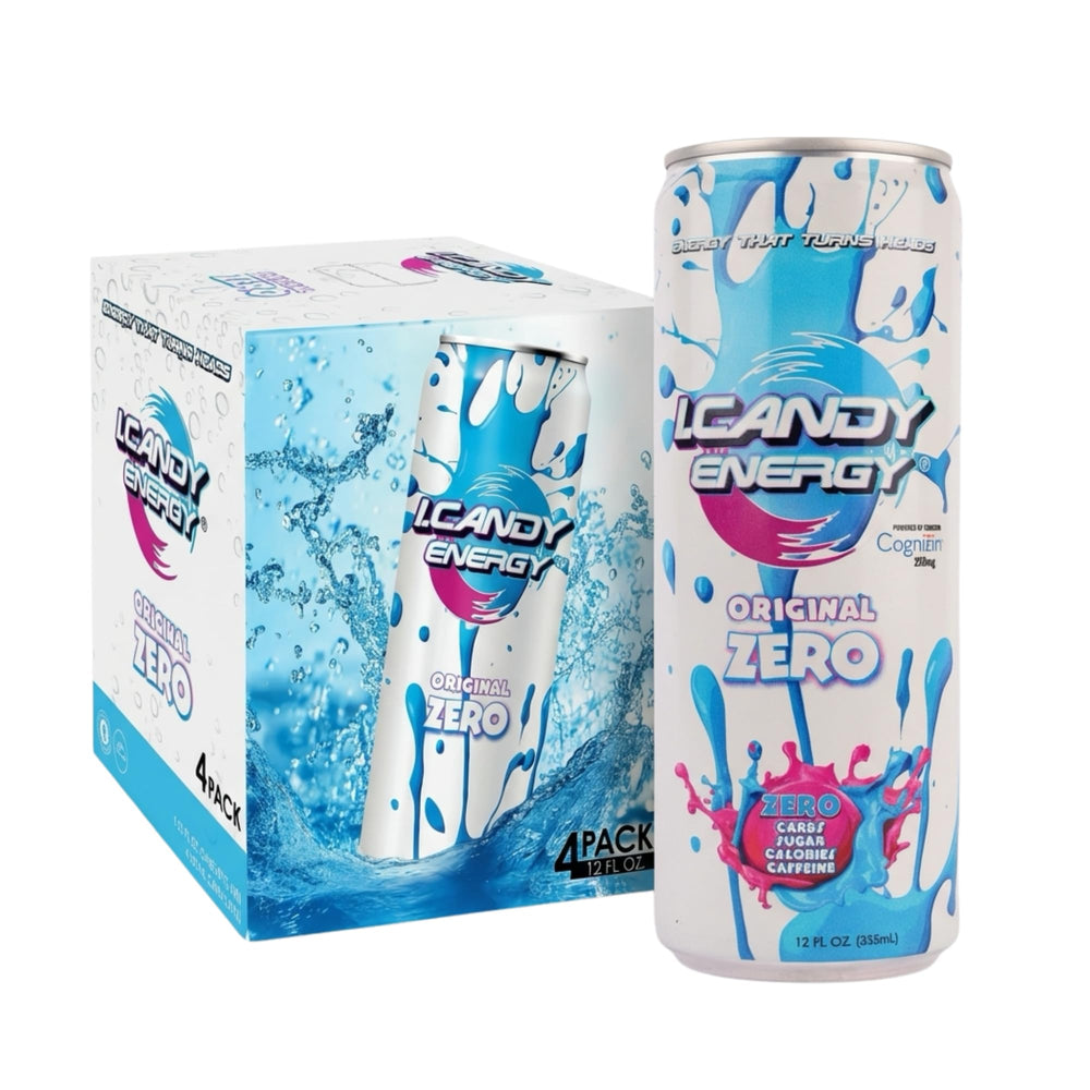 I.CANDY Energy front packaging showing bold original zero branding and benefits