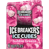Ice Breakers front packaging showing six Bubble Breeze bottles and brand freshness