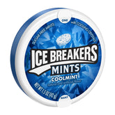 Ice Breakers Coolmint front packaging showing compact 1.5-ounce tub for portability