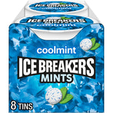 Ice Breakers coolmint front tin showing brand and compact design for easy carrying