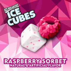 Close-up of Ice Breakers gum cubes with cooling crystals highlighting intense flavor