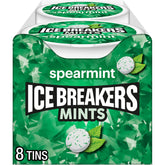 Ice Breakers tin front packaging showing spearmint and convenience