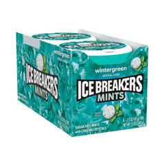 Ice Breakers open tin with visible mints ready to dispense for on-the-go use