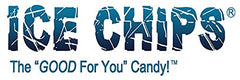ICE CHIPS peppermint candy in hand to show pouch size and portable convenience