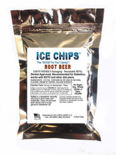 ICE CHIPS root beer front packaging showing resealable pouch for freshness