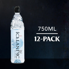 Icelandic Glacial bottle cap and neck detail illustrating leakproof convenience
