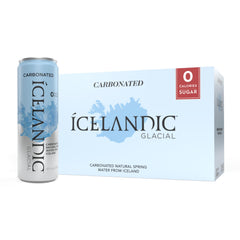 Icelandic Glacial front packaging can showing brand and can design, highlighting premium purity