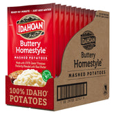 Idahoan front packaging showing product and convenient 12-pack benefits