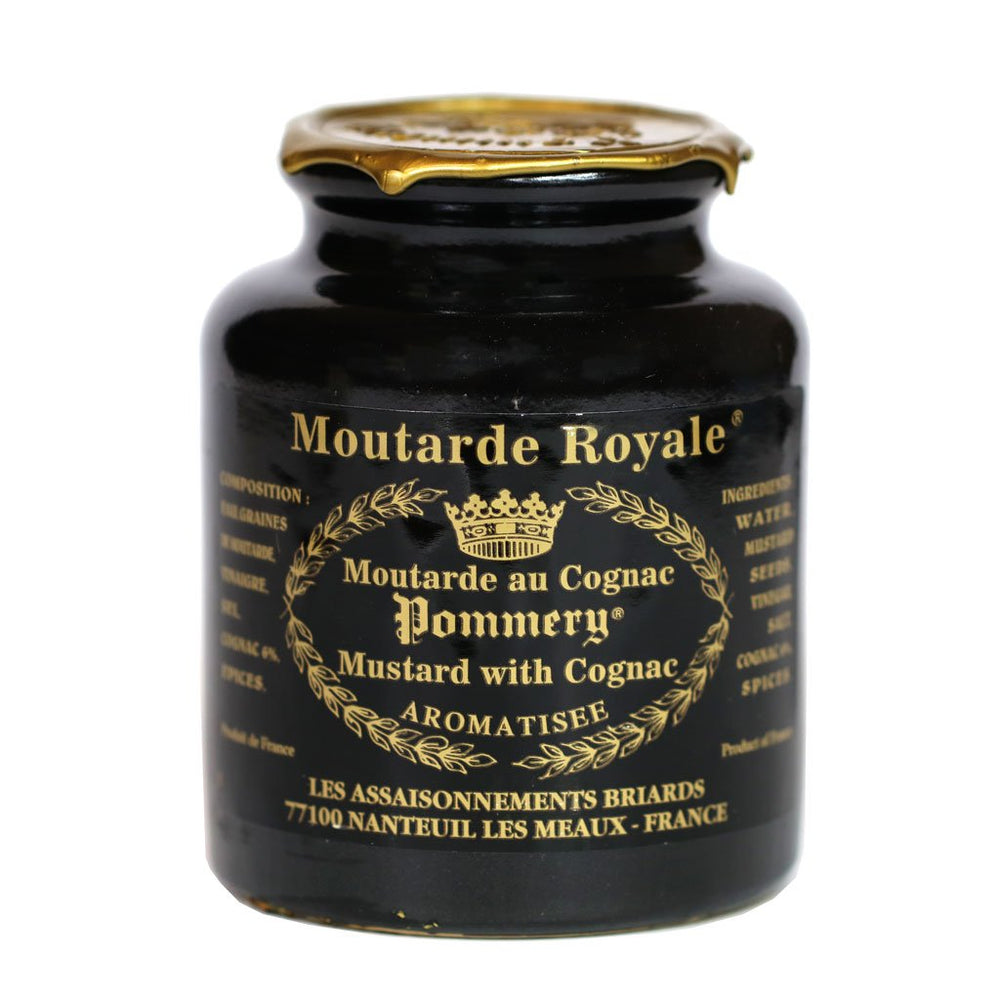 IL FUSTINO pottery crock of Pommery Royal Mustard with Cognac, elegant presentation