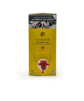 Iliada front packaging showing Kalamata PDO and 3L bag-in-box preserving freshness