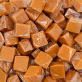 ILIKE! front of bag showing 2 lb vanilla caramel cubes and bulk value