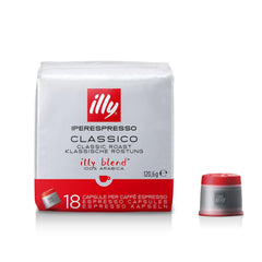 illy box front showing Classico 18 count providing clear product information and Italian heritage