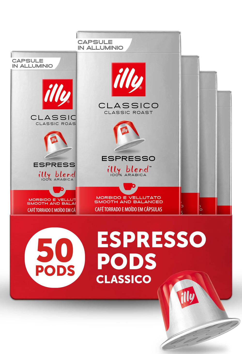 illy front packaging showing brand and medium roast, promises consistent aroma