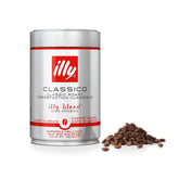illy front packaging showing brand and balanced whole beans benefit
