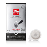 illy box of E.S.E. Forte pods showing front packaging and brand clarity
