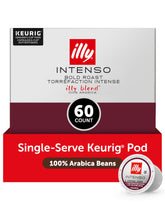 illy Intenso decaf front packaging showing six 10-count boxes, convenient supply